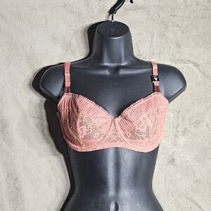 Victorias Secret Dream Angels Push-Up Without‎ Padding Lace Bra Pink 32DDD F70